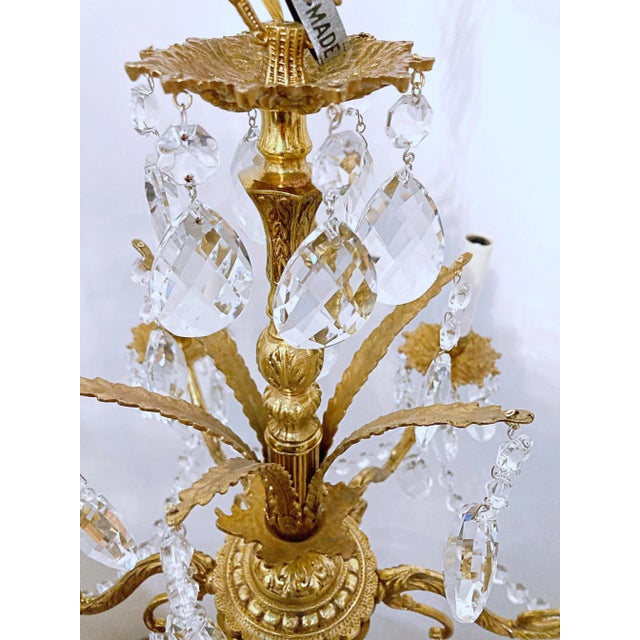 Vintage Spanish Chandelier With Crystal Prisms For Sale In New York - Image 6 of 8