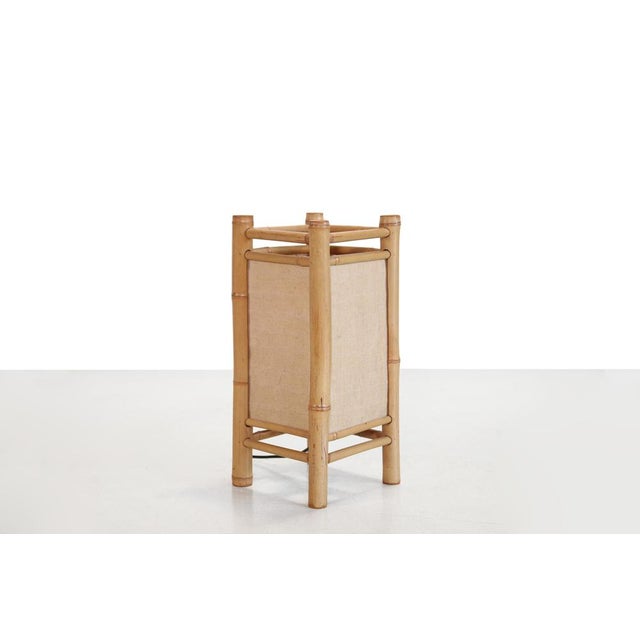 Vintage Japanese Tarogo Table Lamp in Bamboo and Linen, 1970s For Sale - Image 6 of 6