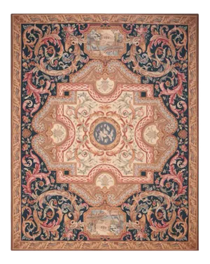 Handwoven French Aubusson Style Area Rug 8×10 - and Rug Pad
