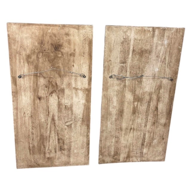 Pair of Vintage Distressed Botanical Wooden Wall Panel For Sale In West Palm - Image 6 of 12