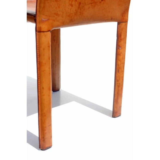 Italian Cognac Leather Design Chair, 1970s For Sale - Image 6 of 11