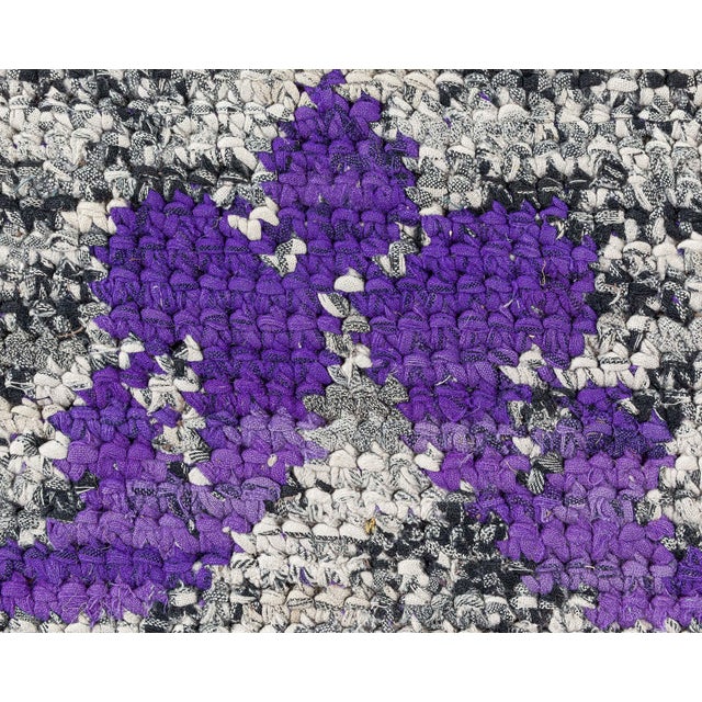 Mid 20th Century Doris Leslie Blau Vibrant Vintage American Hooked Rug in Purple and Grey For Sale - Image 5 of 10