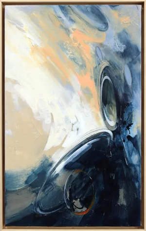 Contemporary Framed Painting "My Blue Corner" Abstract Acrylic Painting by Paul Kirley