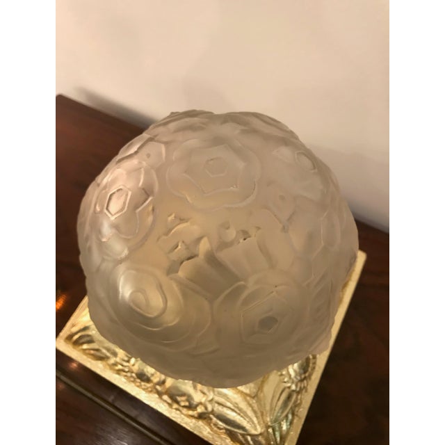 Glass French Art Deco Floral Table Lamps Signed by Sabino - a Pair For Sale - Image 7 of 13