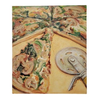 Painting of Mushroom Pizza by Cynthia Geyer For Sale