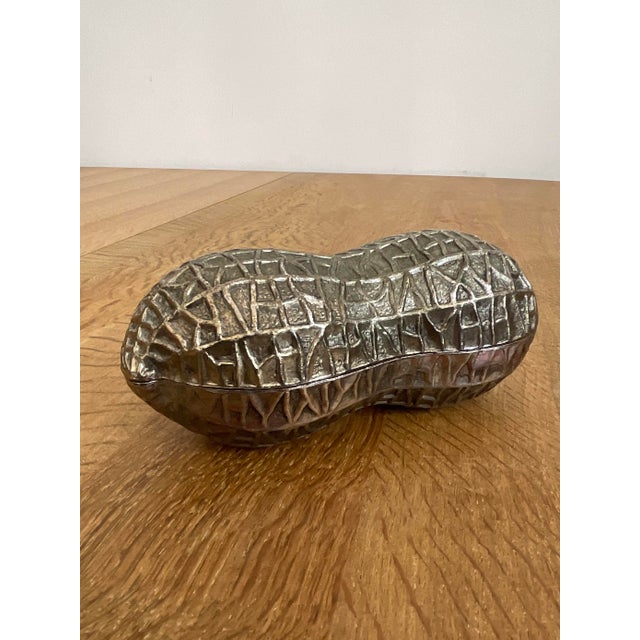 Mid-Century Modern Vintage Silver Plated Peanut Shaped Trinket Box For Sale - Image 3 of 12
