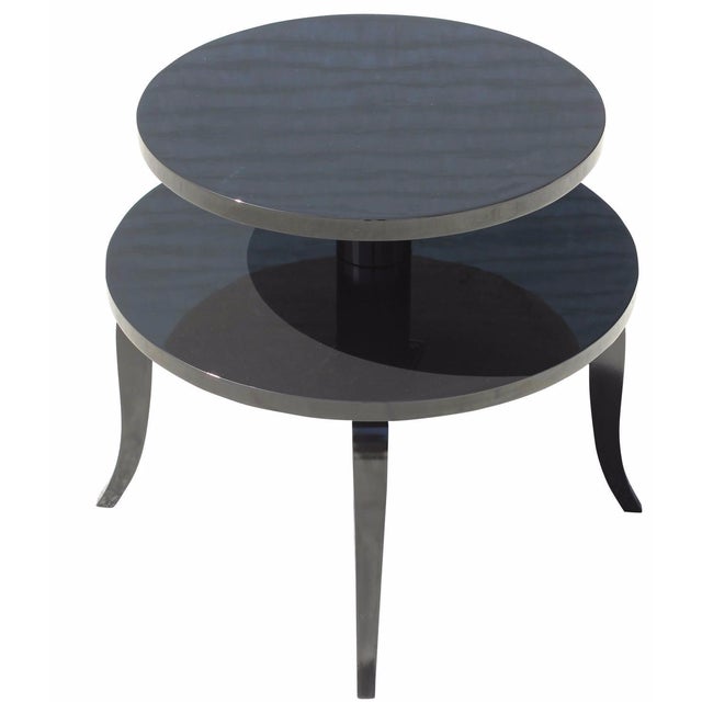 French Art Deco Black Lacquer Side Table | Chairish
