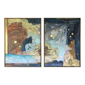 Sid Schatzky "La Mer" 2013 Abstract Acrylic Paintings on Canvas, a Pair
