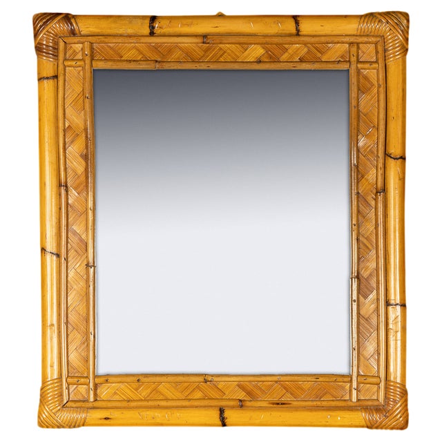 20th Century French French Bamboo Mirror, 1970s For Sale
