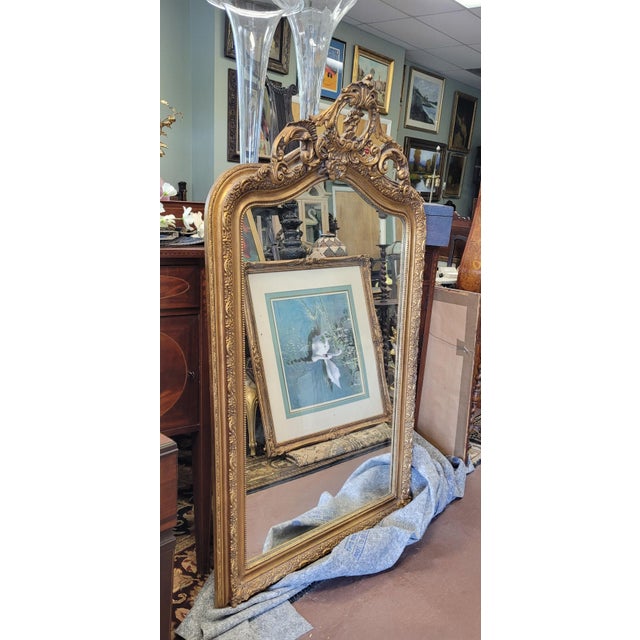 Gold 1900s Super Fine Large Gold French Style Mirror For Sale - Image 8 of 8