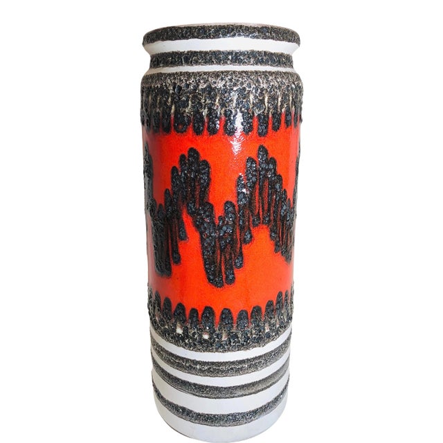 1960s Mid Century Fat Lava Abstract Floor or Table Texture German Pottery Vase For Sale