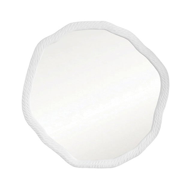 Worlds Away Matthew Izzo Home Cadence White Metal Round Wall Mirror For Sale - Image 4 of 4
