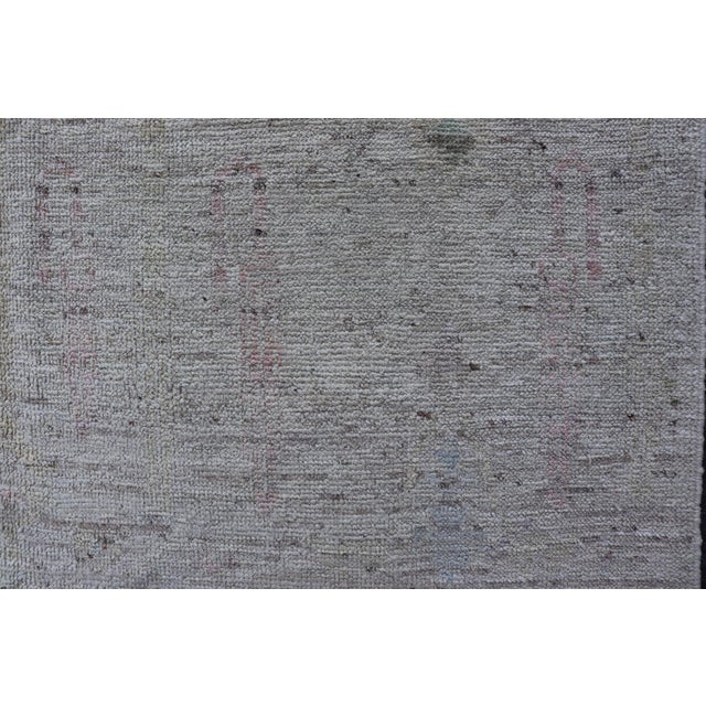 Modern Hand-Knotted Muted Tribal Rug in Wool With Sub-Geometric Design 5'1 X 6'9 For Sale - Image 10 of 12