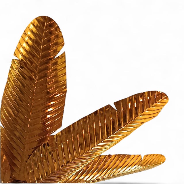 Golden Palm Leaf Ceiling Lamp For Sale - Image 5 of 7