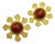 1980s Signed Gerard Yosca Brutalist Gold-Tone & Resin Statement Clip Earrings, Pair For Sale