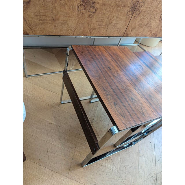 1960s Vintage Rosewood and Chrome Nesting Tables, Set of 3, C. 1960s-70s For Sale - Image 5 of 9