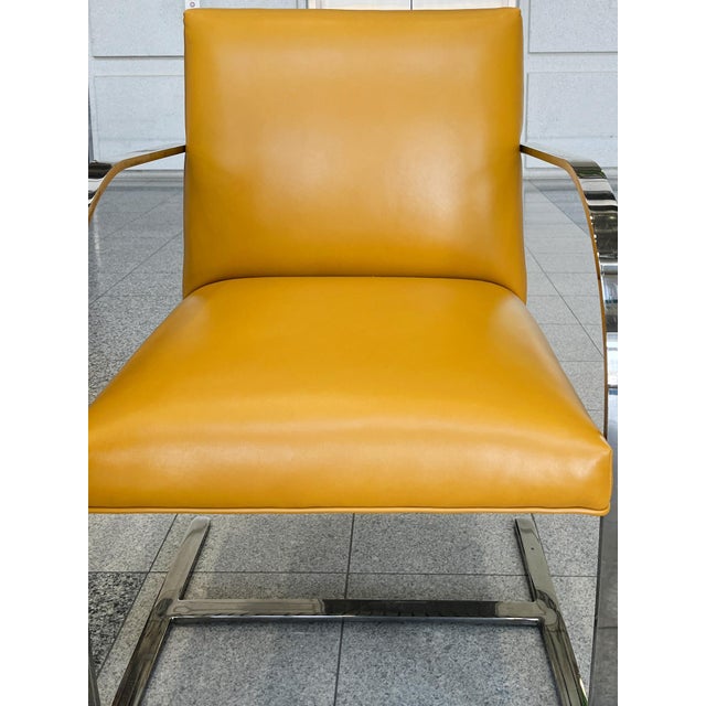 Chrome & Yellow Leather Chairs in the Style of Ludwig Mies Van Der Rohe & Lilly Reich - A Set of 6 For Sale - Image 9 of 15