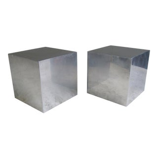 1960s Bill Curry for Design Line Aluminum Cube Bookends- a Pair For Sale