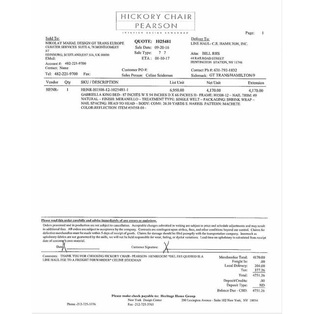 Metal Custom Gabriella King Bed by Henredon For Sale - Image 7 of 8