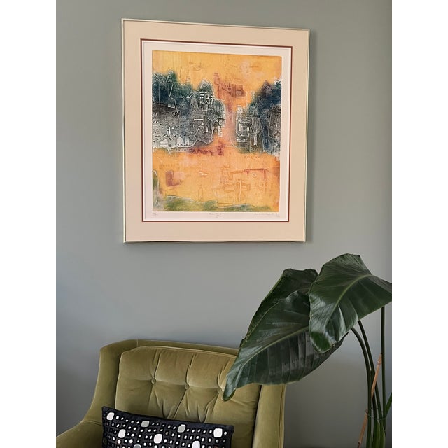 Yellow Signed 'Rising Sun' Etching by Japanese Artist Shoichi Hasegawa For Sale - Image 8 of 8