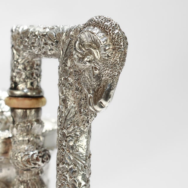 Antique Schofield Repousse Baltimore Sterling Silver Castle Pattern Coffee Pot For Sale - Image 13 of 18