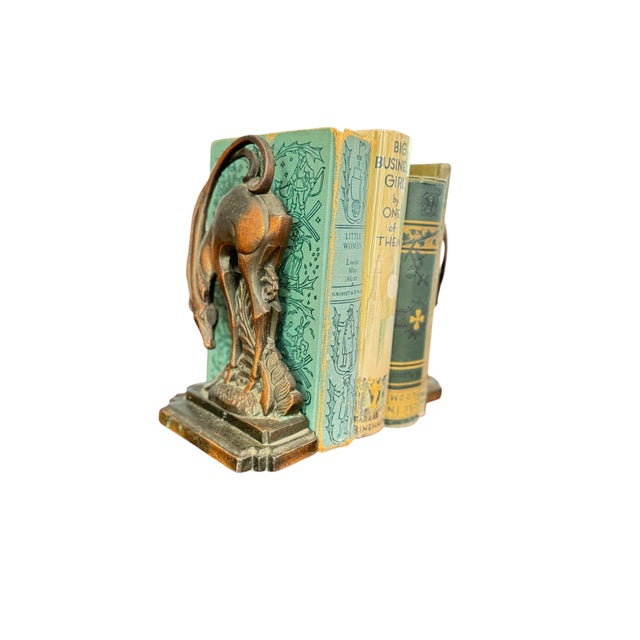 Art Deco Saved for Stephen H. - Single 1930s Art Deco Gazelle Bookends by Crescent Metal Works For Sale - Image 3 of 13