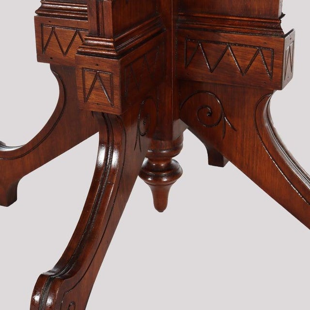 Antique Eastlake Walnut & Burl Marble Top Side Stand C1890 For Sale - Image 6 of 8