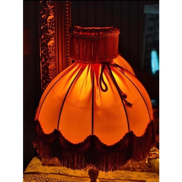 Louis XVI Style Table Lamps in Brass with Fringed Shades, 1970s, Set of 2 For Sale - Image 6 of 12