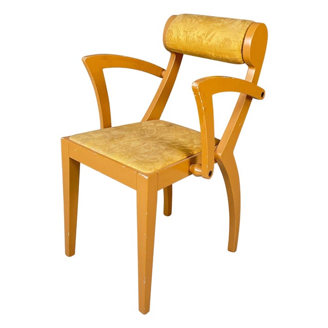 Italian Modern Yellow Fabric and Wooden Chair from Bros/S, 1980s For Sale