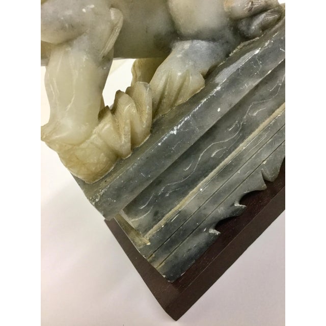 Chinese Vintage Chinese Art Soapstone Guard Lion For Sale - Image 3 of 11