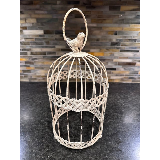 Shabby Chic Late 20th Century Bird Cage Cloche Distressed Metal Decor Indoors or Garden Outdoor For Sale - Image 3 of 11