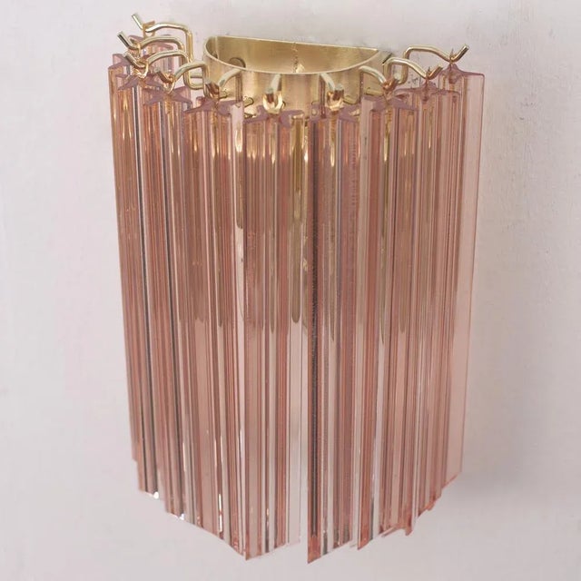 1990s Vintage Italian Wall Lamps with Murano Glass Pink, 1990s, Set of 2 For Sale - Image 5 of 13