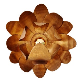 Floral Wall Sconce in Gilded Metal, Italy, 1970s For Sale
