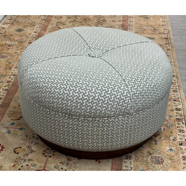 Design Plus Gallery presents a Luxury Round Tufted Ottoman with Raised Geometric Printed Upholstery. The base of the...