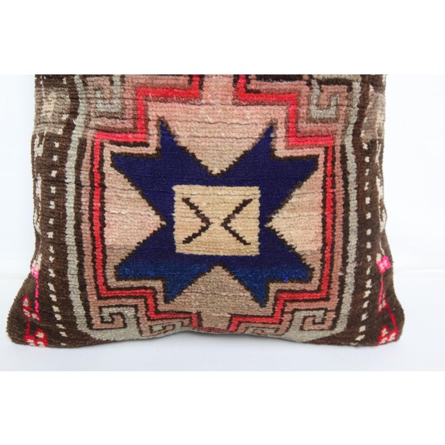 Mid 20th Century Handcrafted Vintage Tribal Rug Lumbar Cushion -18'' X 28'' For Sale - Image 5 of 7