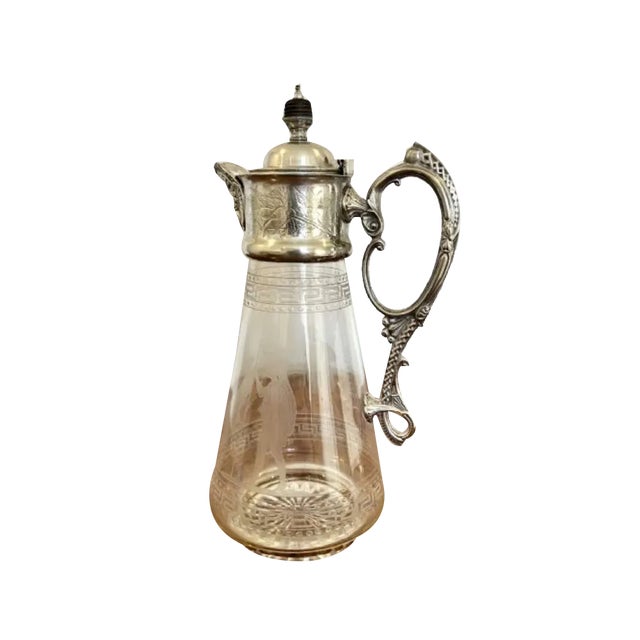 Victorian Glass and Silver Plated Claret Jug, 1860s For Sale