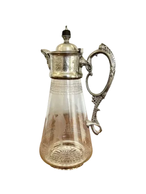 Victorian Glass and Silver Plated Claret Jug, 1860s
