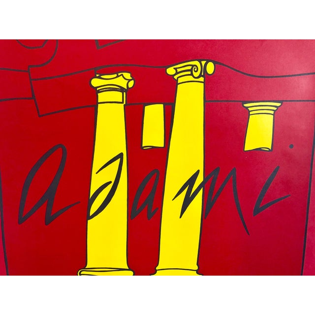 Vintage gallery exhibition poster. Bright vivid red and bold yellow. The Galerie Maeght is a gallery of modern art in...