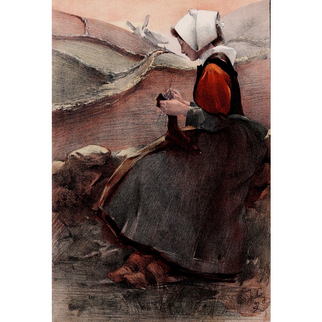 Jacques wély (1873-1910) fleur de lande (flower of the moor) original lithograph from the glorious portfolio "l'estampe...