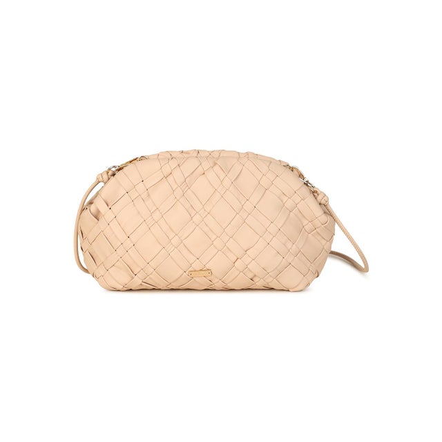 2020s Rafe Woven Leather Aya Frame Clutch, Buff For Sale - Image 5 of 6