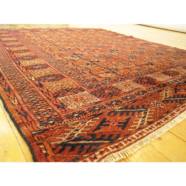 1900 - 1909 1900 Antique Turkman Bokhara Rug, Small Size, W/ Symmetrical Design For Sale - Image 5 of 5