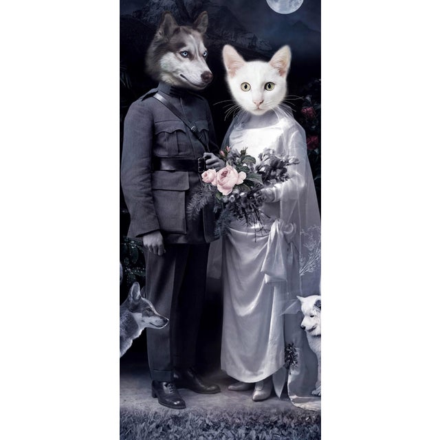 Surrealism The Union by Marcin and Kate Owczarek | Digital Art featuring anthropomorphic animals in a wedding scene For Sale - Image 3 of 5