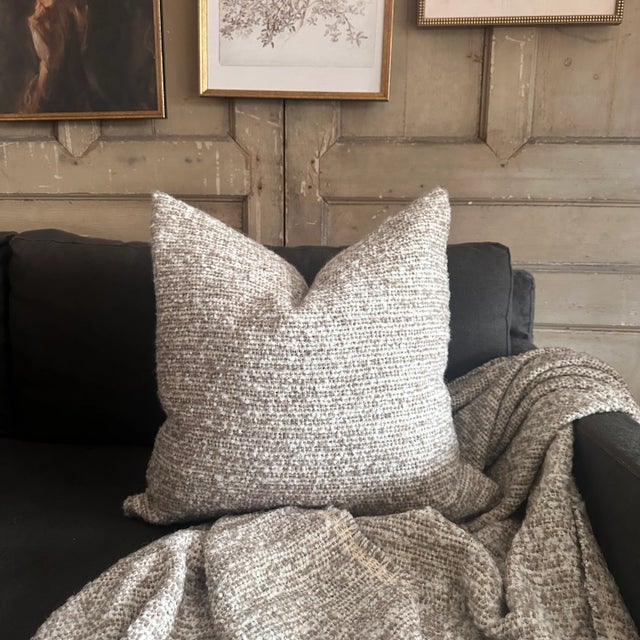 Mid-Century Modern Belle Linen and Wool Blend Pillow With Down Insert For Sale - Image 3 of 7