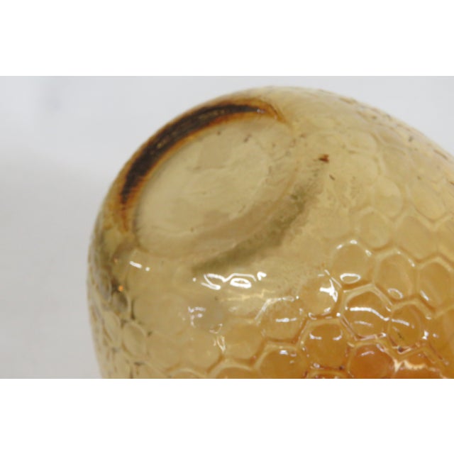 Glass Amber Glass Apple Sculpture Large Mid Century Modern Honeycomb Pattern 5086b For Sale - Image 7 of 11