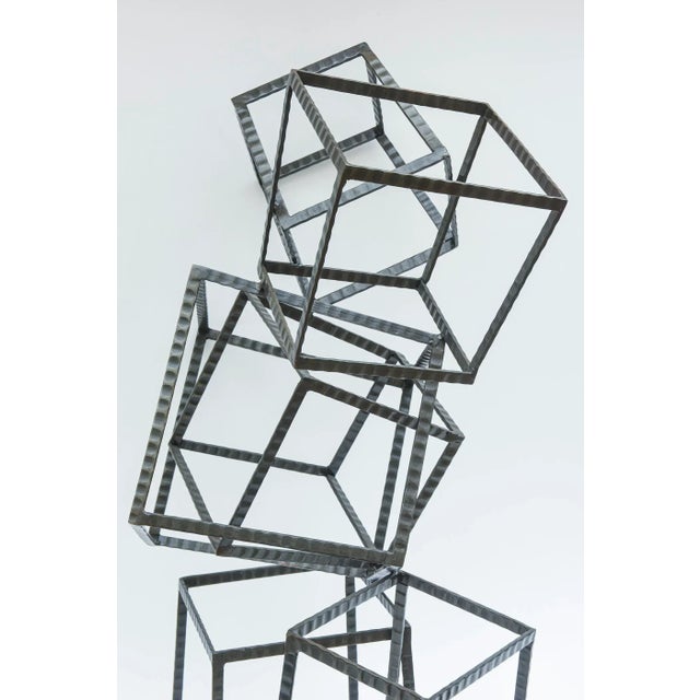 2000 - 2009 Monumental Steel Cube Stacked and Angled Tall Sculpture For Sale - Image 5 of 11