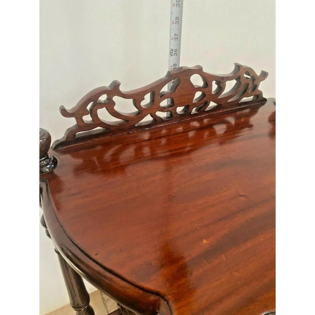 Brown Vintage Victorian Style Table Magazine Rack Bottom Storage Chinese Chippendale For Sale - Image 8 of 10