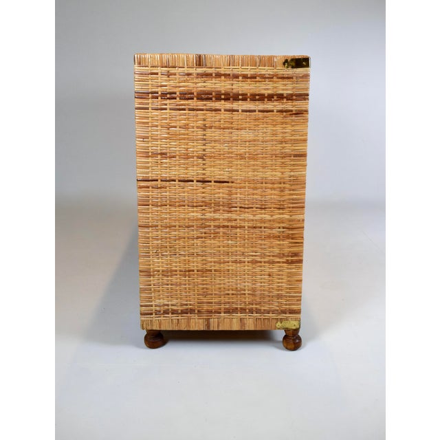 Bielecky Brothers 1970's Vintage Coastal Woven Rattan Campaign Chest of Drawers For Sale - Image 4 of 14