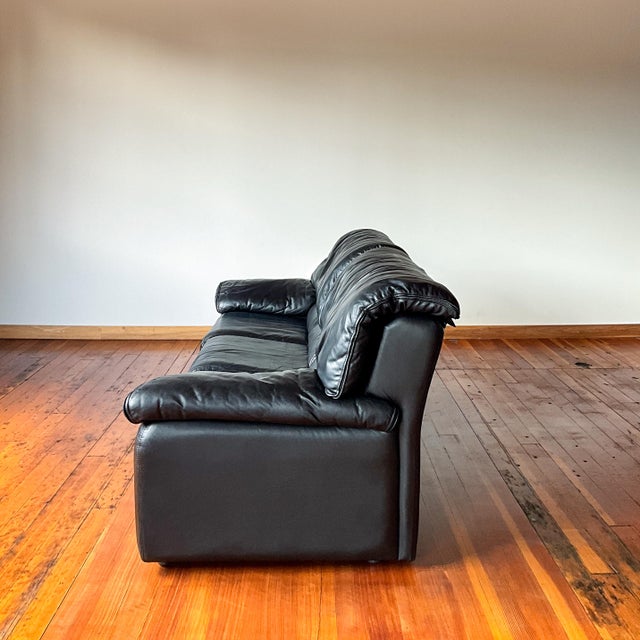 1970s Roche Bobois Black Draping Leather Sofa For Sale In Portland, OR - Image 6 of 10