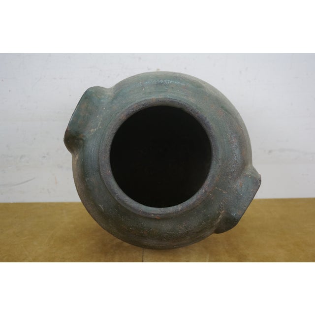 Brown Antique Green & Brown Stoneware Pottery Vase Vessel Crock Pot Urn Jug Jar For Sale - Image 8 of 12