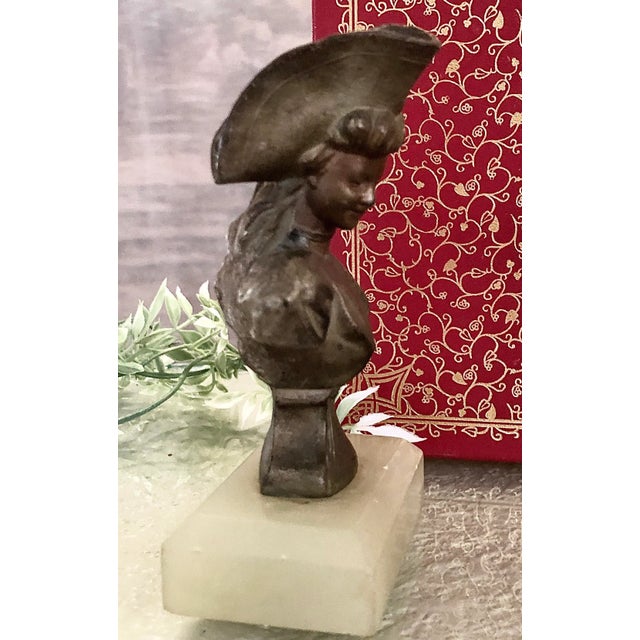 Antique Spelter Bust on Marble Victorian Woman For Sale In Phoenix - Image 6 of 10